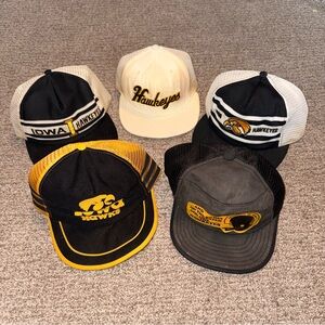 Lot of 5 Vintage NCAA Iowa Hawkeyes Hats Caps Snapbacks 1980-1990